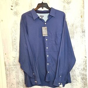 Van Heusen Mens Button Front Shirt Blue long Sleev